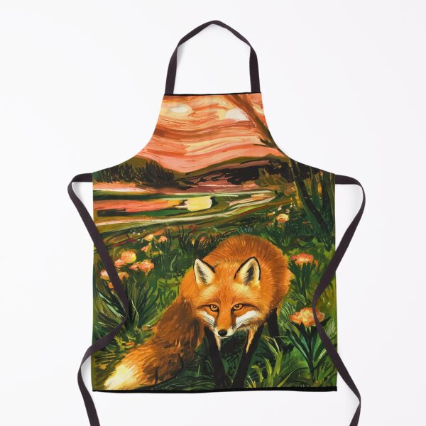 Item preview, Fox Portrait. Spring season, floral fox, vintage fox, fox painting, Edvard Munch style designed and sold by FoxVibes.