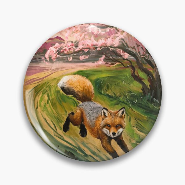 Item preview, Fox Portrait. Spring season, floral fox, vintage fox, fox painting, Edvard Munch style designed and sold by FoxVibes.