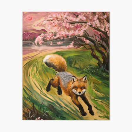 Item preview, Fox Portrait. Spring season, floral fox, vintage fox, fox painting, Edvard Munch style designed and sold by FoxVibes.