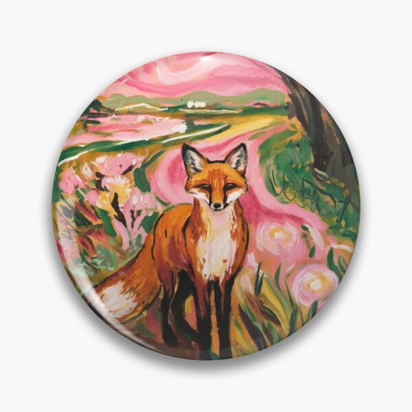 Item preview, Fox Portrait. Spring season, floral fox, vintage fox, fox painting, Edvard Munch style designed and sold by FoxVibes.
