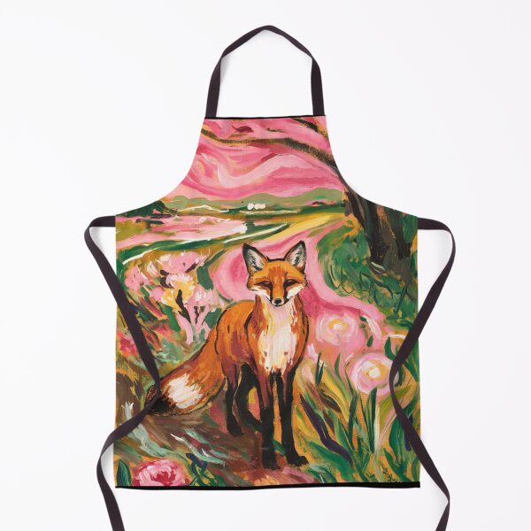 Item preview, Fox Portrait. Spring season, floral fox, vintage fox, fox painting, Edvard Munch style designed and sold by FoxVibes.