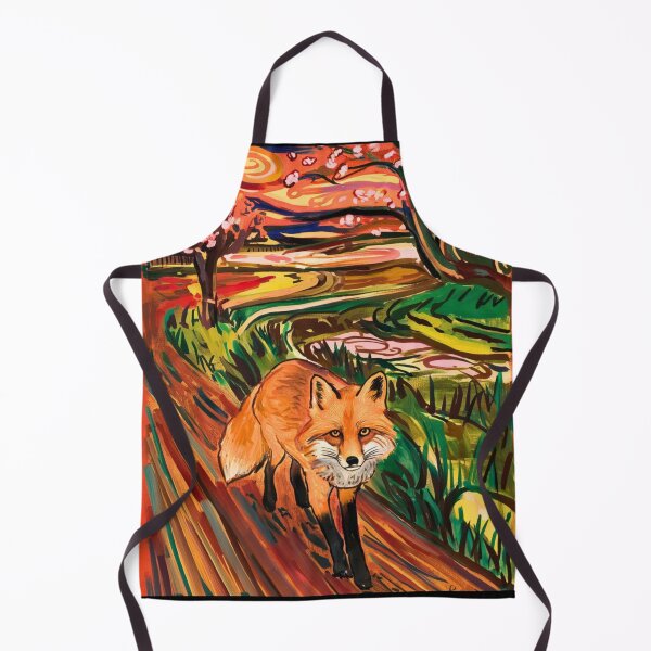 Item preview, Fox Portrait. Spring season, floral fox, vintage fox, fox painting, Edvard Munch style designed and sold by FoxVibes.