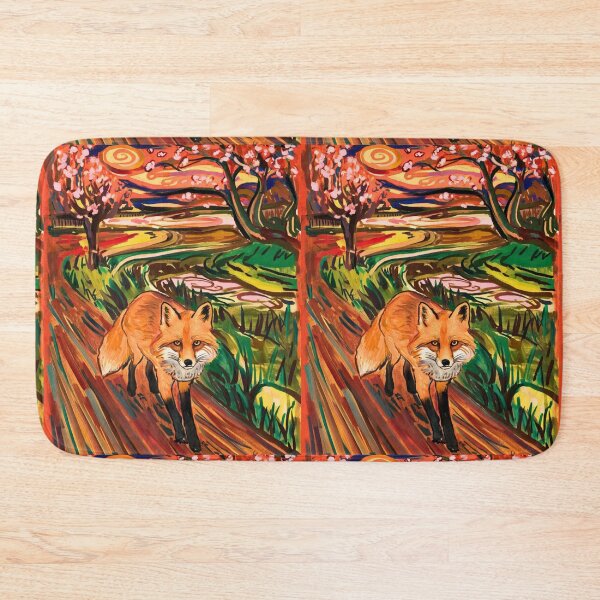 Item preview, Fox Portrait. Spring season, floral fox, vintage fox, fox painting, Edvard Munch style designed and sold by FoxVibes.