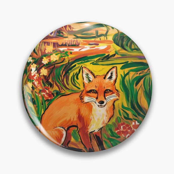 Item preview, Fox Portrait. Spring season, floral fox, vintage fox, fox painting, Edvard Munch style designed and sold by FoxVibes.