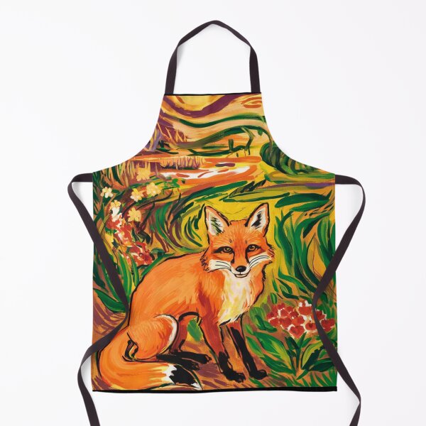 Item preview, Fox Portrait. Spring season, floral fox, vintage fox, fox painting, Edvard Munch style designed and sold by FoxVibes.