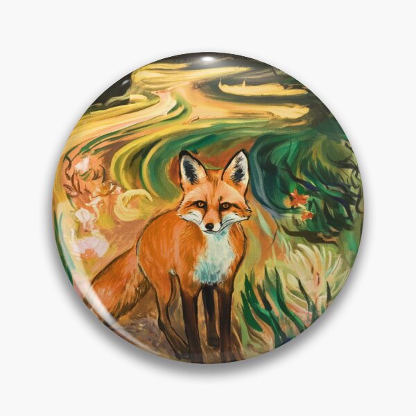 Item preview, Fox Portrait. Spring season, floral fox, vintage fox, fox painting, Edvard Munch style designed and sold by FoxVibes.