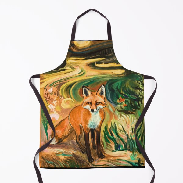 Item preview, Fox Portrait. Spring season, floral fox, vintage fox, fox painting, Edvard Munch style designed and sold by FoxVibes.