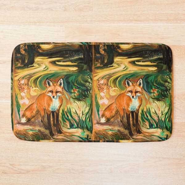 Item preview, Fox Portrait. Spring season, floral fox, vintage fox, fox painting, Edvard Munch style designed and sold by FoxVibes.