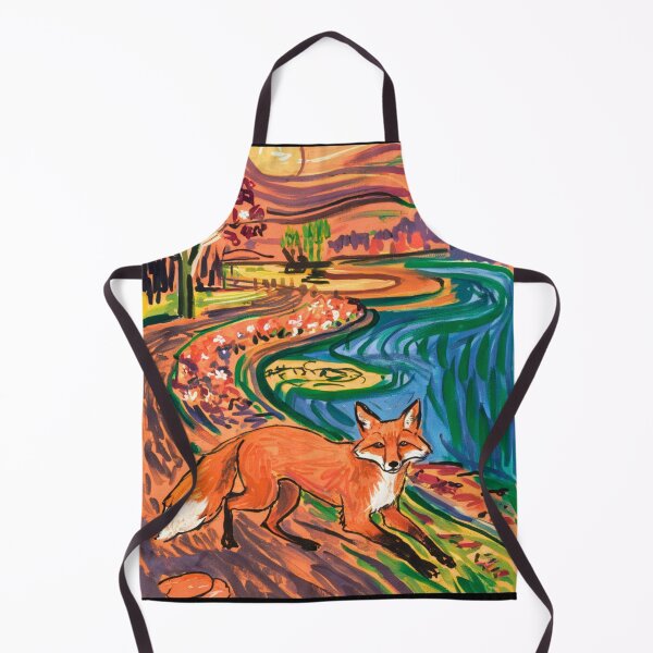 Item preview, Fox Portrait. Spring season, floral fox, vintage fox, fox painting, Edvard Munch style designed and sold by FoxVibes.