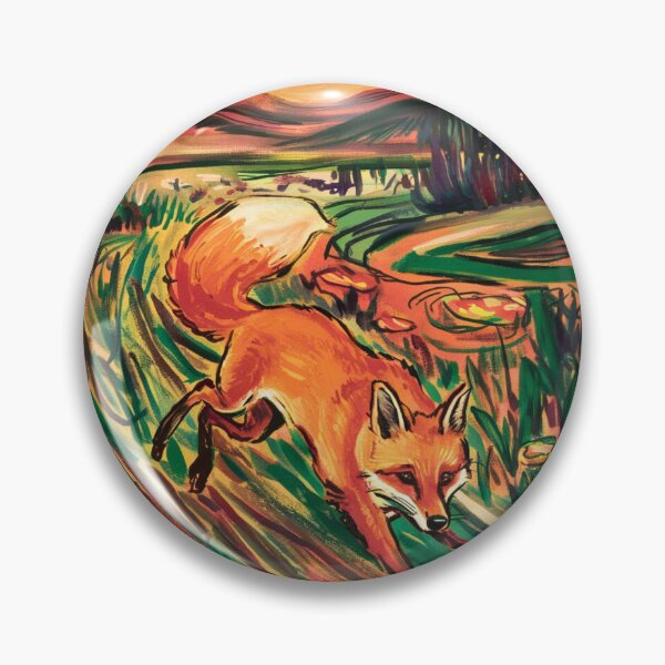 Item preview, Fox Portrait. Spring season, floral fox, vintage fox, fox painting, Edvard Munch style designed and sold by FoxVibes.