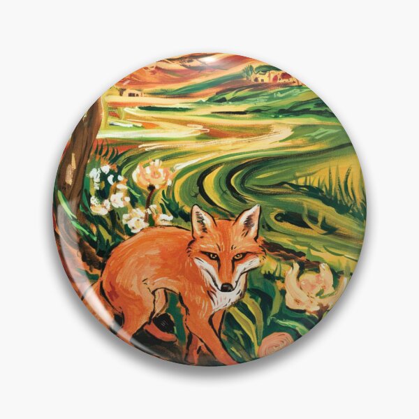 Item preview, Fox Portrait. Spring season, floral fox, vintage fox, fox painting, Edvard Munch style designed and sold by FoxVibes.
