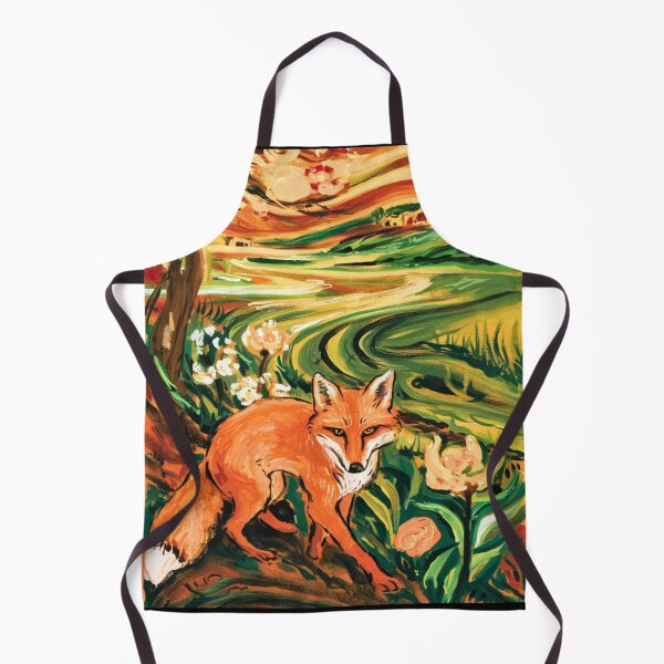 Item preview, Fox Portrait. Spring season, floral fox, vintage fox, fox painting, Edvard Munch style designed and sold by FoxVibes.