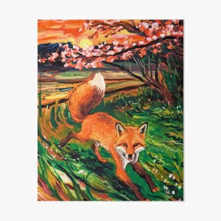 Item preview, Fox Portrait. Spring season, floral fox, vintage fox, fox painting, Edvard Munch style designed and sold by FoxVibes.