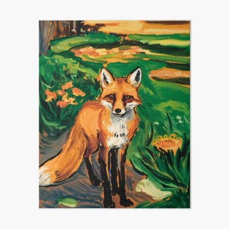 Item preview, Fox Portrait. Spring season, floral fox, vintage fox, fox painting, Edvard Munch style designed and sold by FoxVibes.