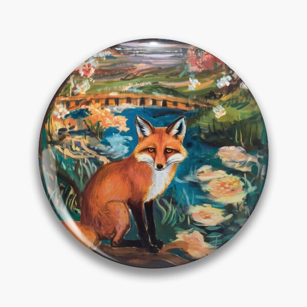 Item preview, Fox Portrait. Spring season, floral fox, vintage fox, fox painting, Edvard Munch style designed and sold by FoxVibes.