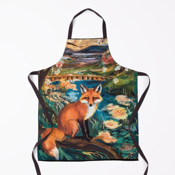 Item preview, Fox Portrait. Spring season, floral fox, vintage fox, fox painting, Edvard Munch style designed and sold by FoxVibes.