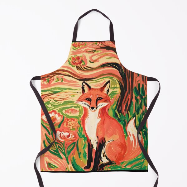 Item preview, Fox Portrait. Spring season, floral fox, vintage fox, fox painting, Edvard Munch style designed and sold by FoxVibes.