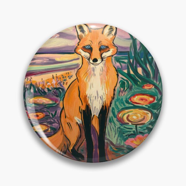 Item preview, Fox Portrait. Spring season, floral fox, vintage fox, fox painting, Edvard Munch style designed and sold by FoxVibes.