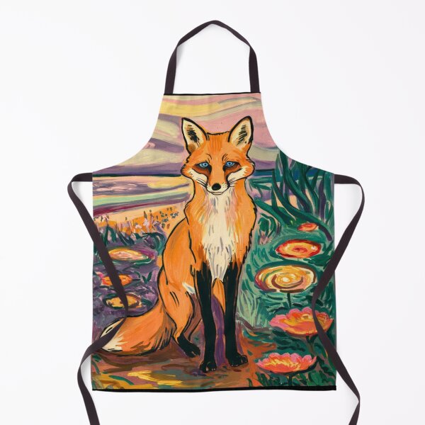 Item preview, Fox Portrait. Spring season, floral fox, vintage fox, fox painting, Edvard Munch style designed and sold by FoxVibes.