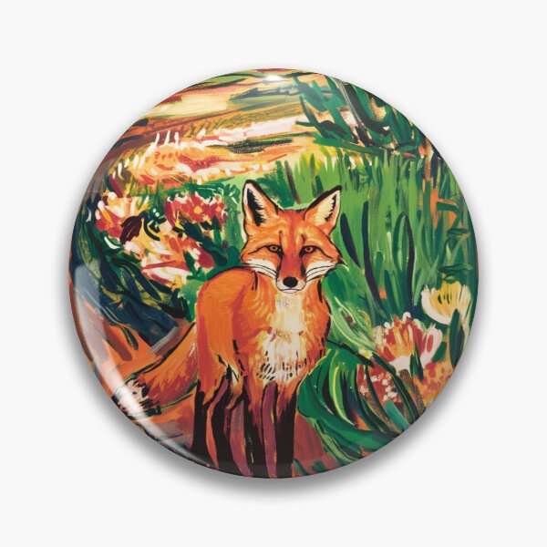 Item preview, Fox Portrait. Spring season, floral fox, vintage fox, fox painting, Edvard Munch style designed and sold by FoxVibes.