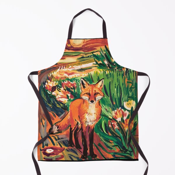 Item preview, Fox Portrait. Spring season, floral fox, vintage fox, fox painting, Edvard Munch style designed and sold by FoxVibes.