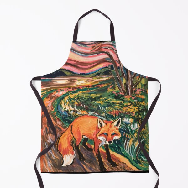Item preview, Fox Portrait. Spring season, floral fox, vintage fox, fox painting, Edvard Munch style designed and sold by FoxVibes.