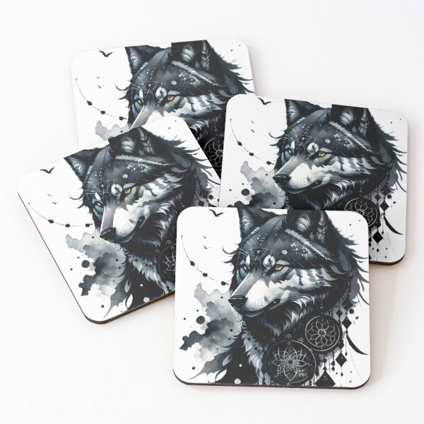 Item preview, wolf, dreamcatcher, art, print, graphics designed and sold by DonnaBlankaArt.