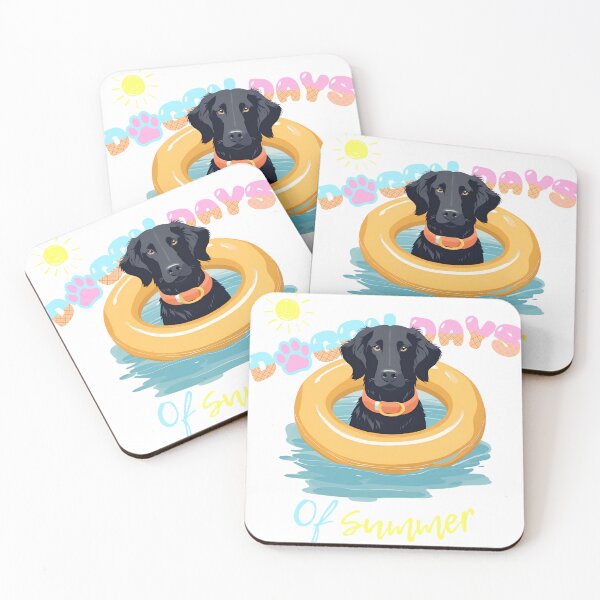 Item preview,  Doggy Days of summer aesthetic summer vacation flat coated retriever dog in a swimming ring  designed and sold by GoodyPaws.