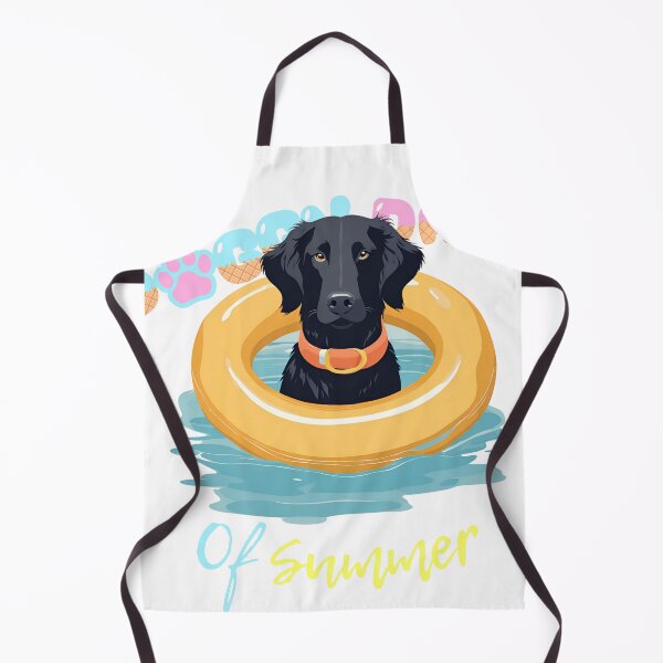 Item preview, Doggy Days of summer aesthetic summer vacation flat coated retriever dog in a swimming ring designed and sold by GoodyPaws.