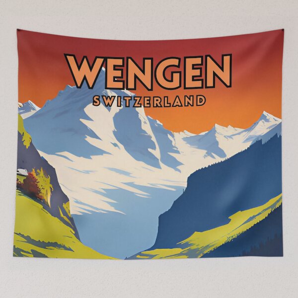 Item preview, Wengen Switzerland Vintage Travel designed and sold by ZionPosteria.