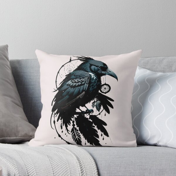 Aperçu de l'œuvre corbeau, capteur de rêves, art, impression, graphique créée et vendue par DonnaBlankaArt.