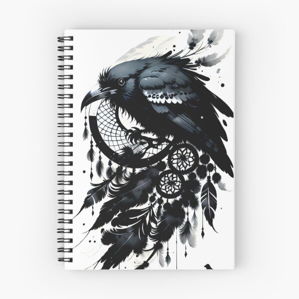 Aperçu de l'œuvre corbeau, capteur de rêves, art, impression, graphique créée et vendue par DonnaBlankaArt.