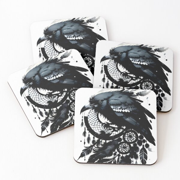 Item preview, raven, dreamcatcher, art, print, graphics designed and sold by DonnaBlankaArt.