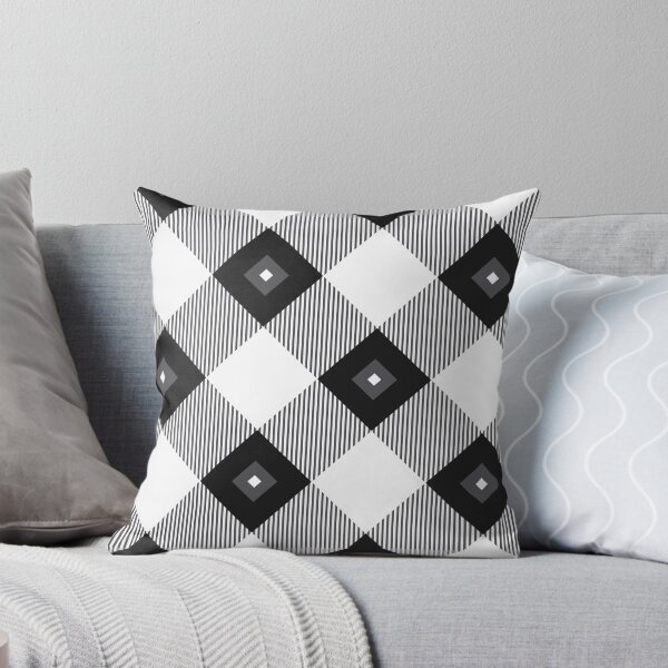 Item preview, Tartan, Large black and white diagonal with vertical stripes, white diamond inside designed and sold by Alex  Blud.