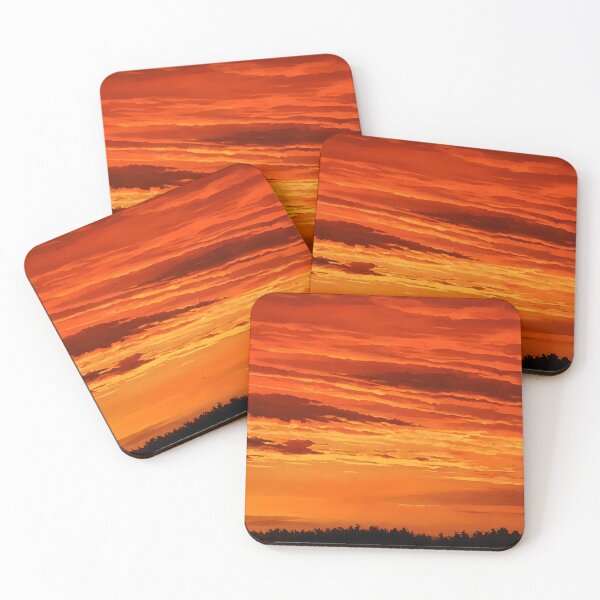 Item preview, Mountain Ridge Flame Coloured Sunset Sky designed and sold by taiche.