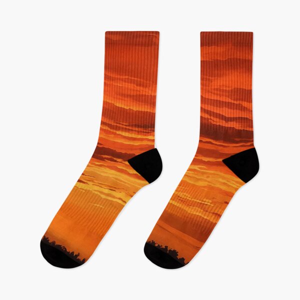 Item preview, Mountain Ridge Flame Coloured Sunset Sky designed and sold by taiche.