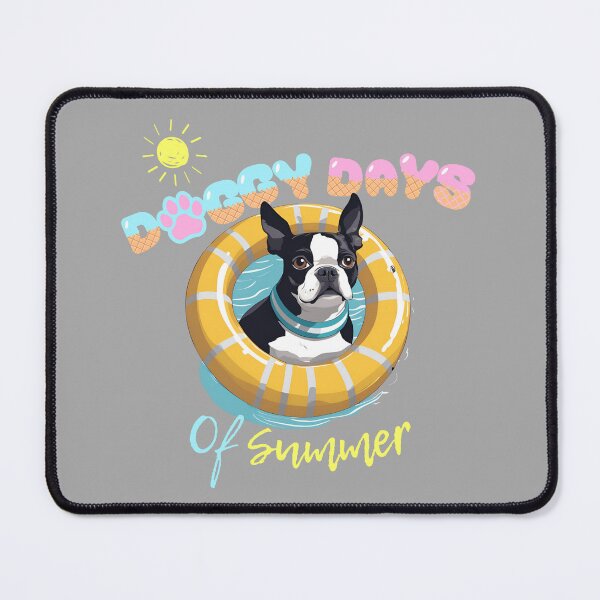 Item preview, Doggy Days of summer aesthetic summer vacation boston terrier dog in a swimming ring designed and sold by GoodyPaws.