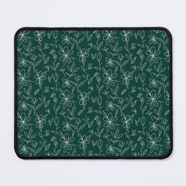Item preview, White flowers on green repeat pattern designed and sold by TamJayW.