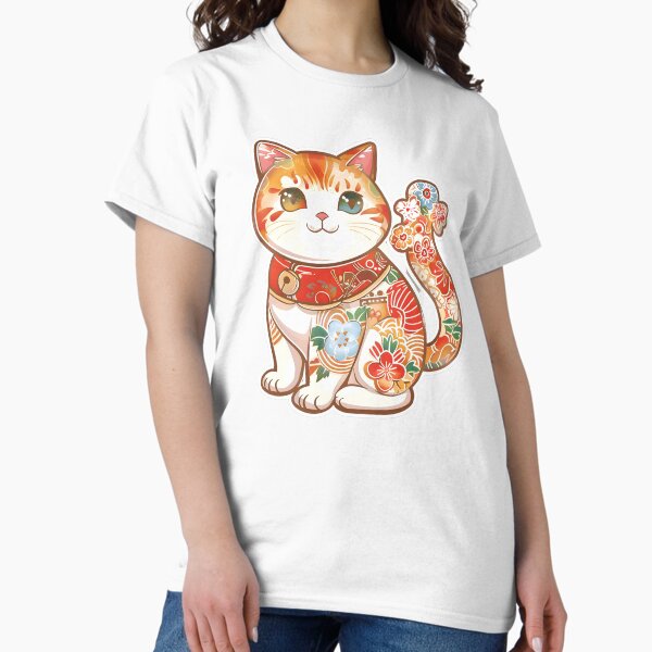 Item preview, Cute lucky Japanese Cat, 2 Color Eyes designed and sold by SarinArtPrints.