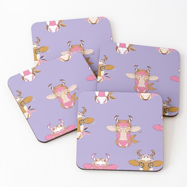 Item preview, Cute Cow Portrait on Purple Pattern designed and sold by aneladesigns.