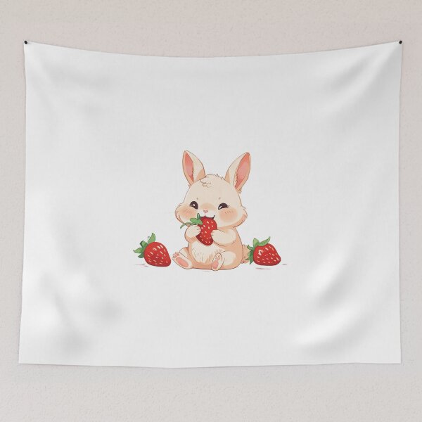 Item preview, Baby rabbit eating strawberry sticker.  designed and sold by Vegasstickers.