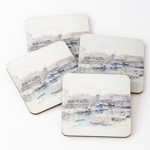 Item preview, View on the harbor of Saint-Martin-de-Ré in watercolor designed and sold by FotoMahieu.