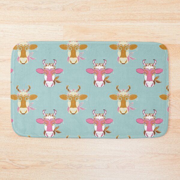 Item preview, Cute Cow Portrait on Light Teal Pattern designed and sold by aneladesigns.