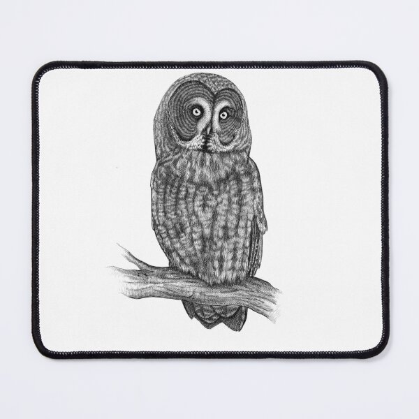 Item preview, Great Gray Owl pen & ink realistic drawing for owl lovers designed and sold by Nicoleta Dabija.
