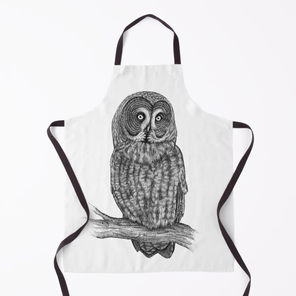 Item preview, Great Gray Owl pen & ink realistic drawing for owl lovers designed and sold by Nicoleta Dabija.