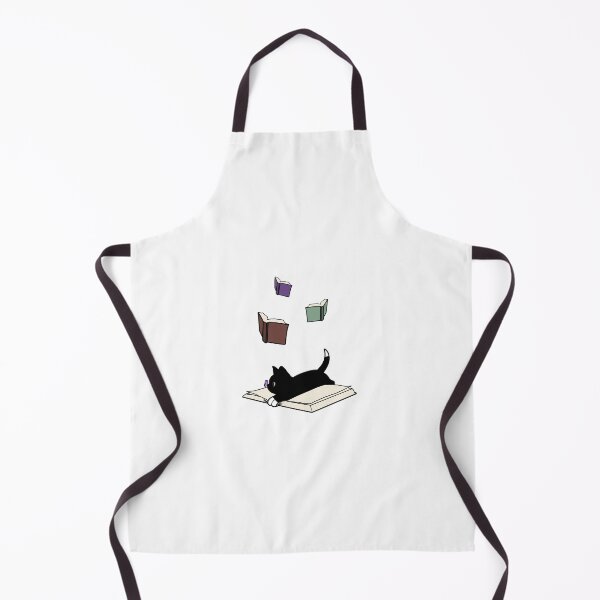 Item preview, Black & white cat on book with butterfly on nose and floating books above designed and sold by Articbee.