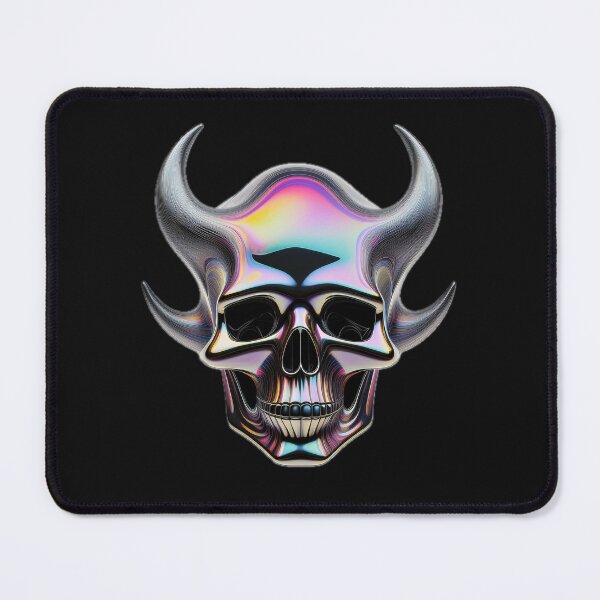 Item preview, holographic 3d portrait of skull with horns render illustration designed and sold by ilomuilo.