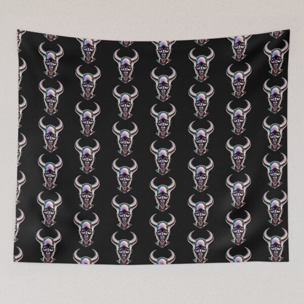 Item preview, holographic 3d portrait of woman with horns render illustration designed and sold by ilomuilo.
