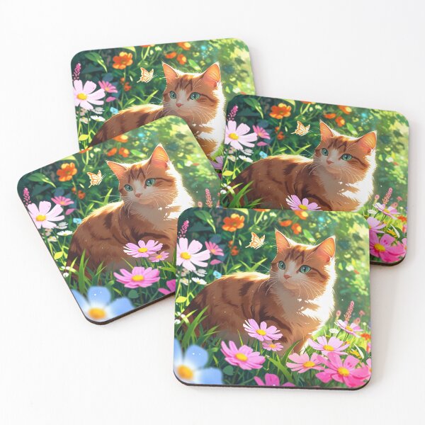 Item preview, Cute cat with flowers. designed and sold by PatDoArt.