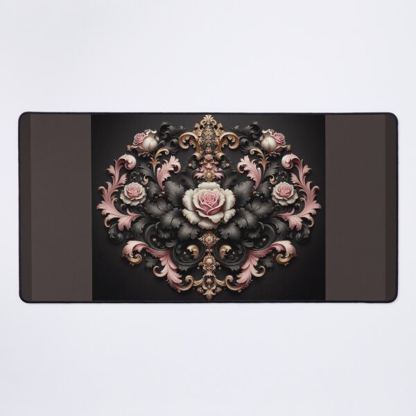 Item preview, Bridgerton Inspired Matte Black & Pink Rococo With Roses designed and sold by DesignsByPrnces.
